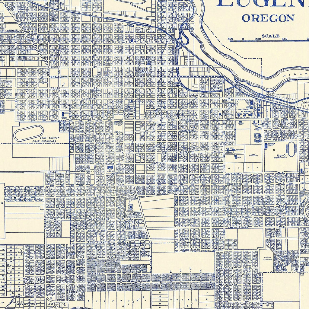 Vintage Map of Eugene, Oregon 1920