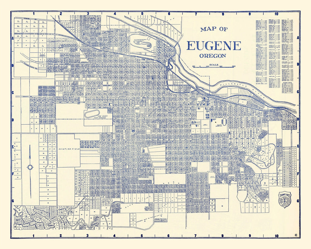 Vintage Map of Eugene, Oregon 1920