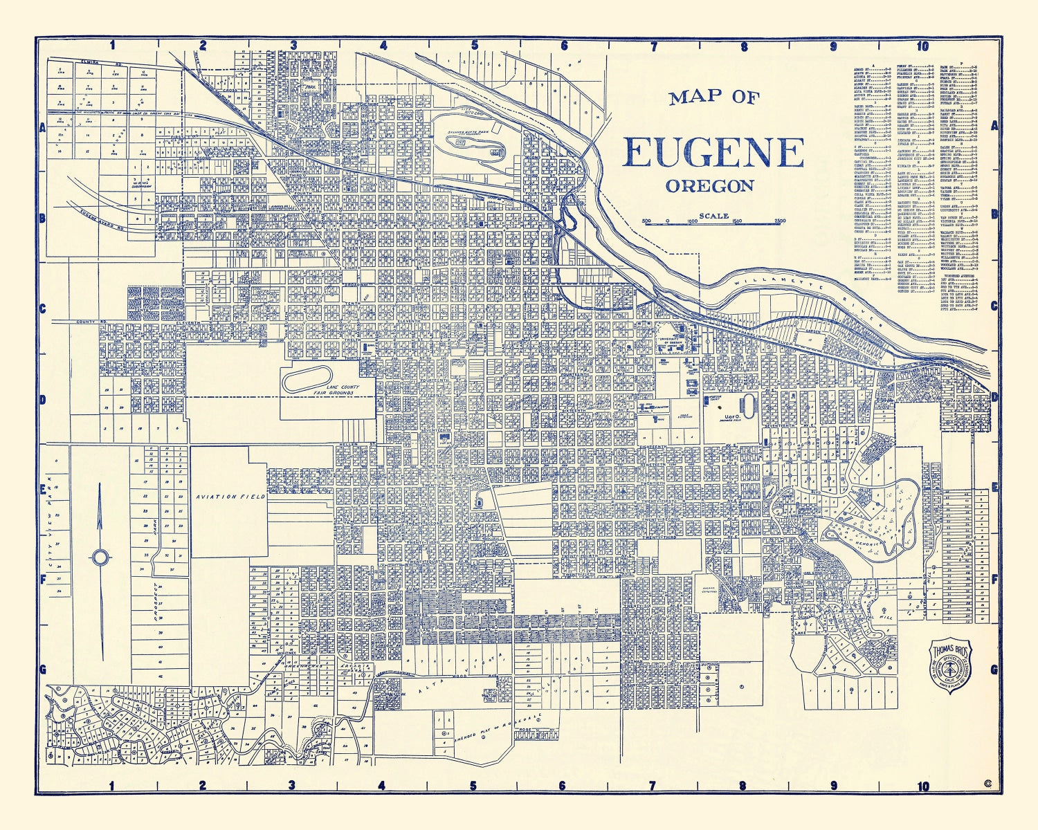 Vintage Map of Eugene, Oregon 1920