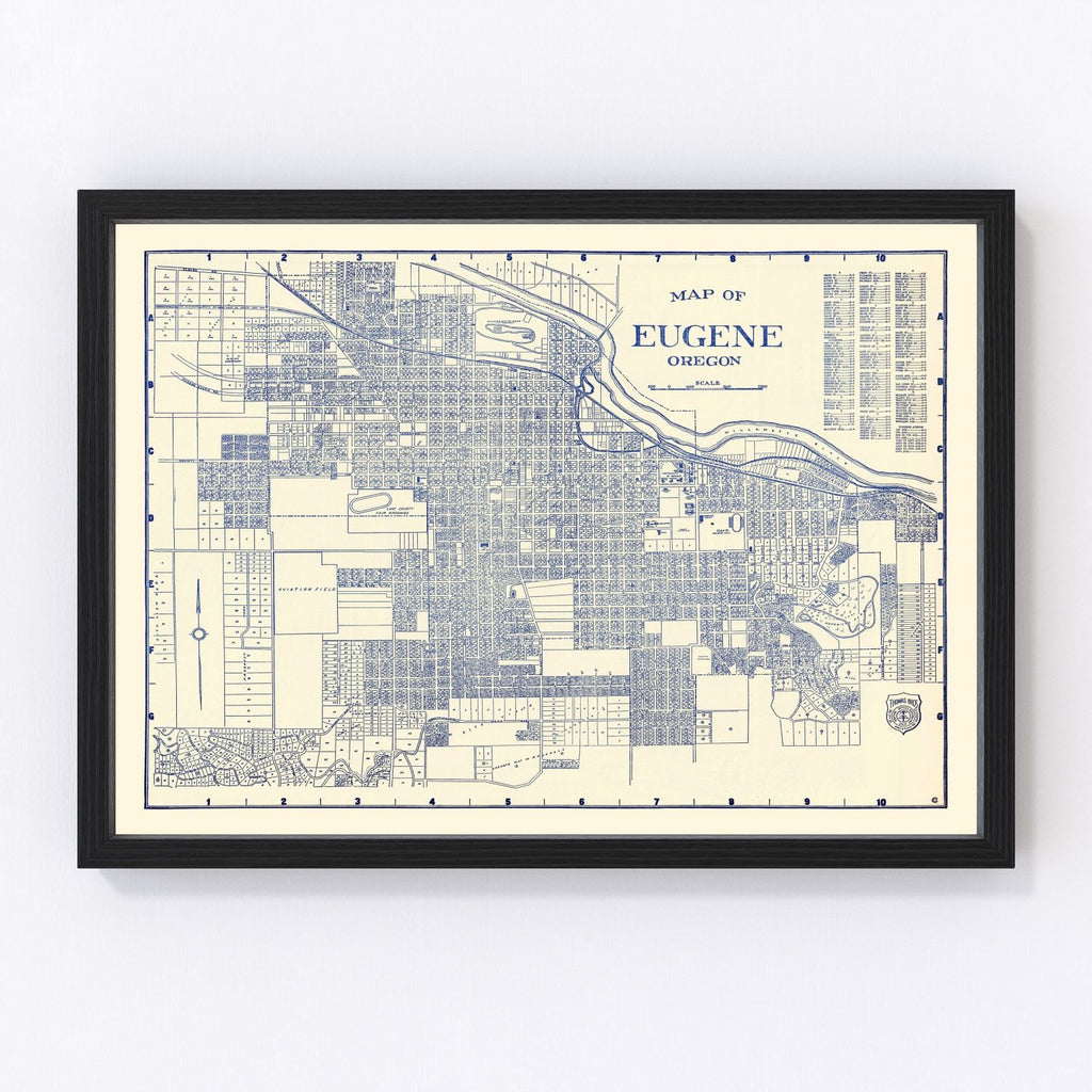 Vintage Map of Eugene, Oregon 1920