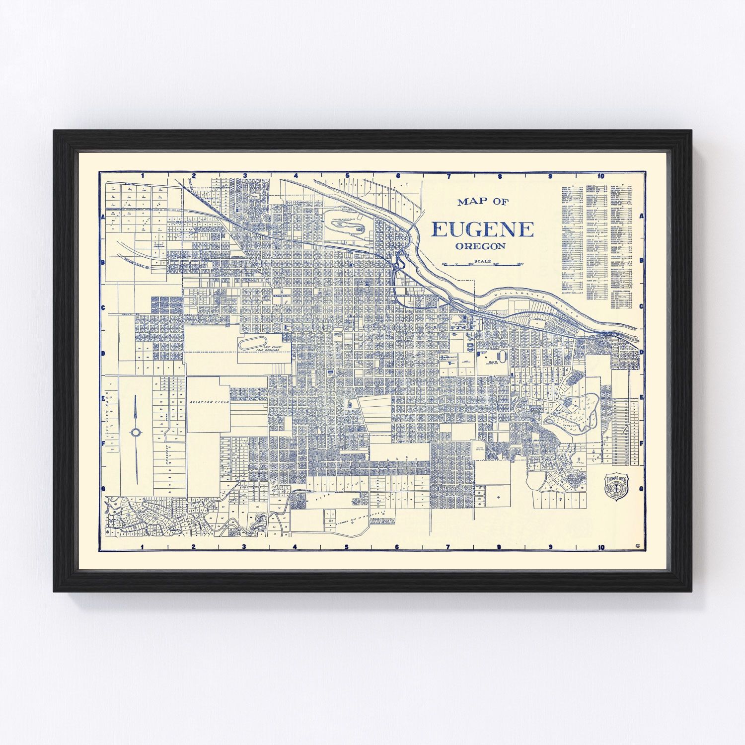 Vintage Map of Eugene, Oregon 1920