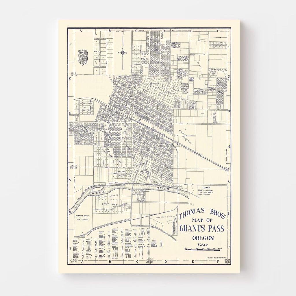 Vintage Map of Grant's Pass, Oregon 1920