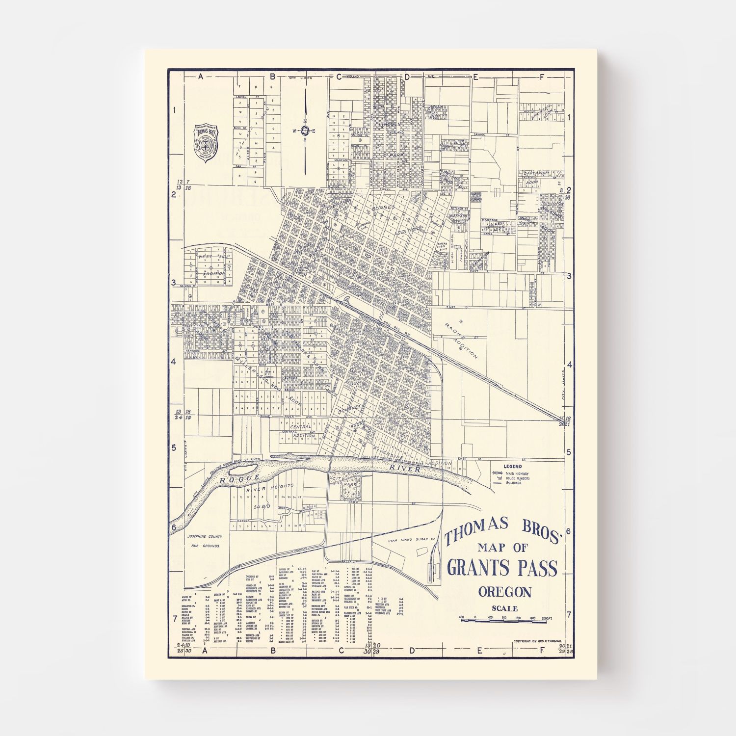 Vintage Map of Grant's Pass, Oregon 1920