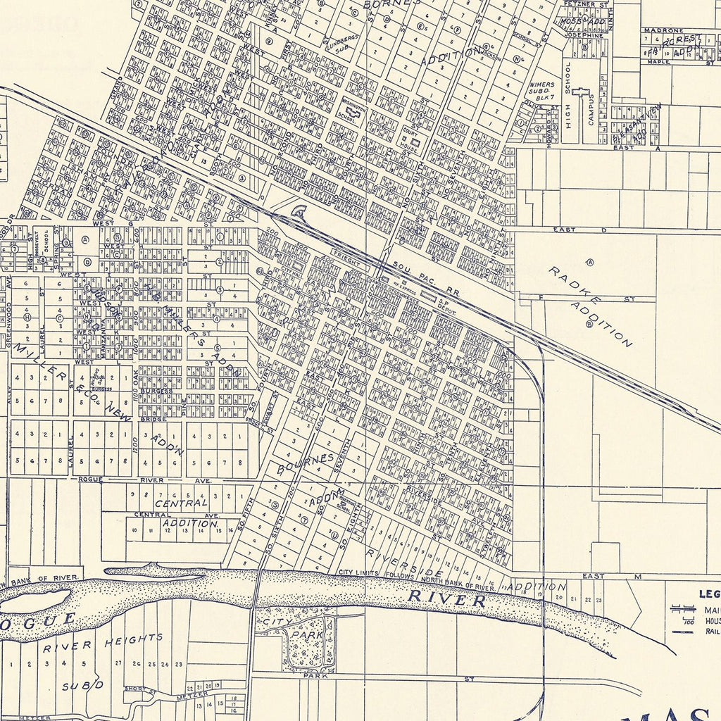 Vintage Map of Grant's Pass, Oregon 1920