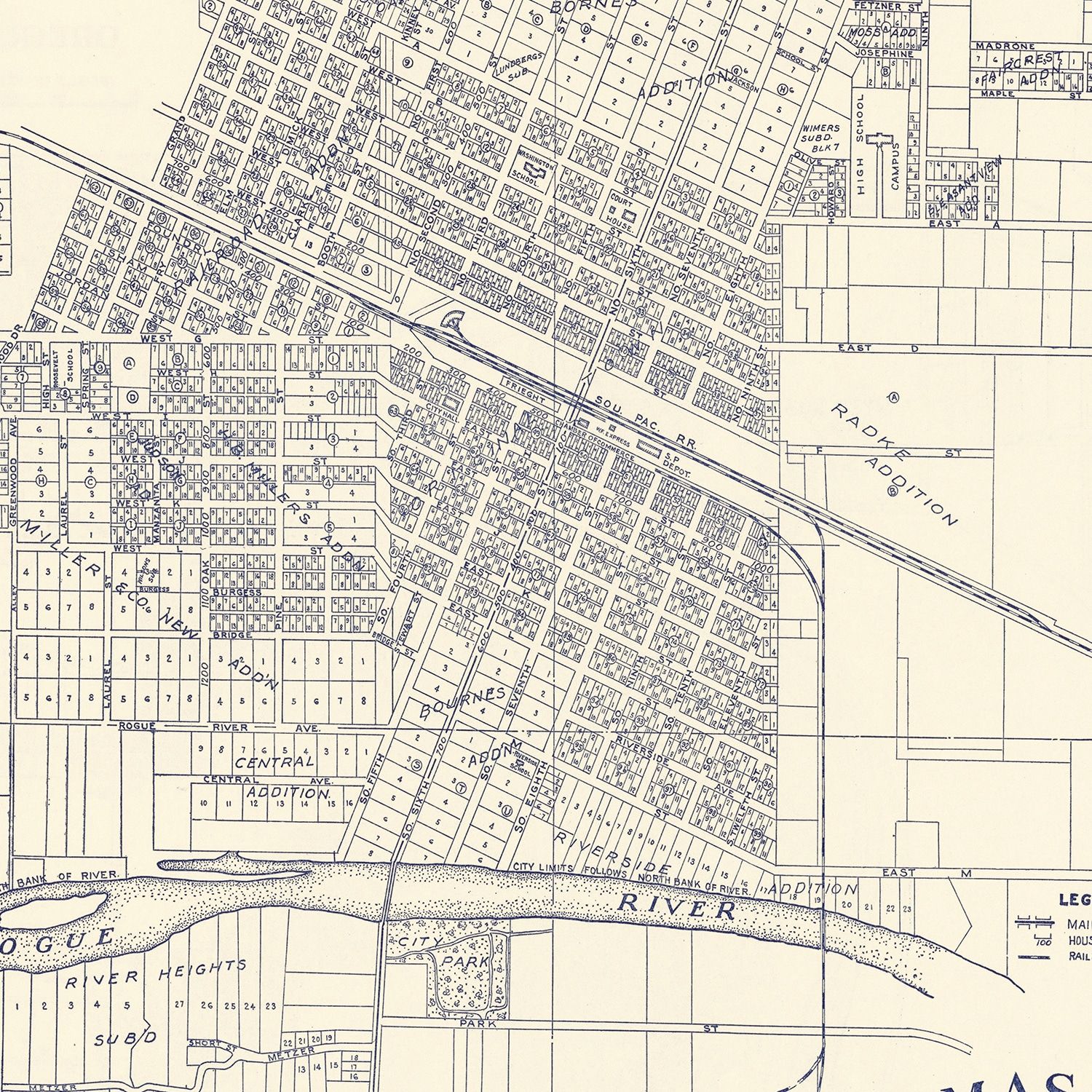 Vintage Map of Grant's Pass, Oregon 1920