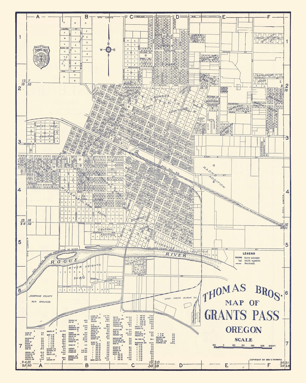 Vintage Map of Grant's Pass, Oregon 1920