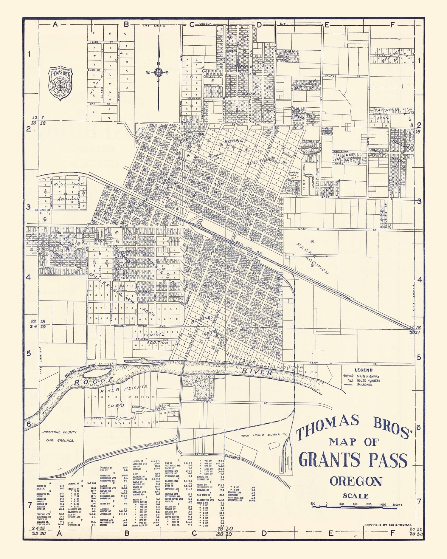 Vintage Map of Grant's Pass, Oregon 1920