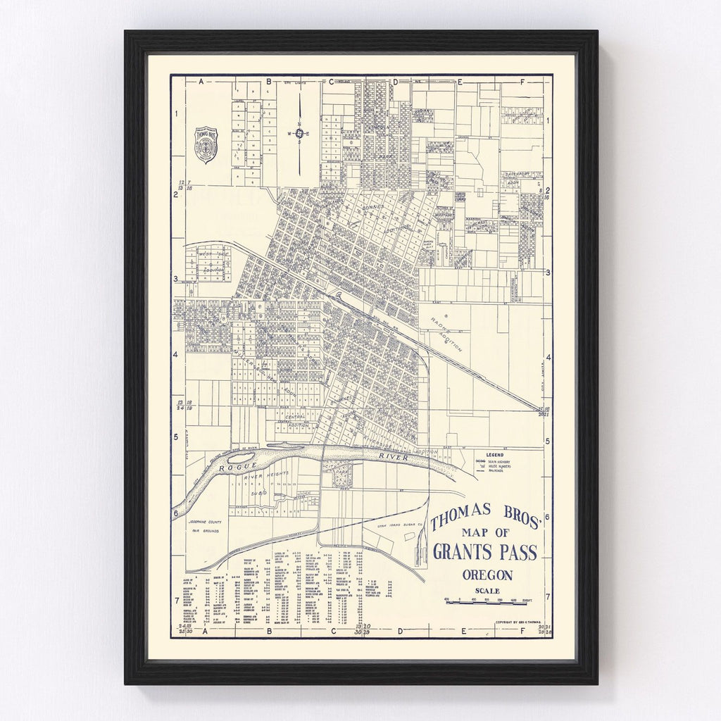 Vintage Map of Grant's Pass, Oregon 1920