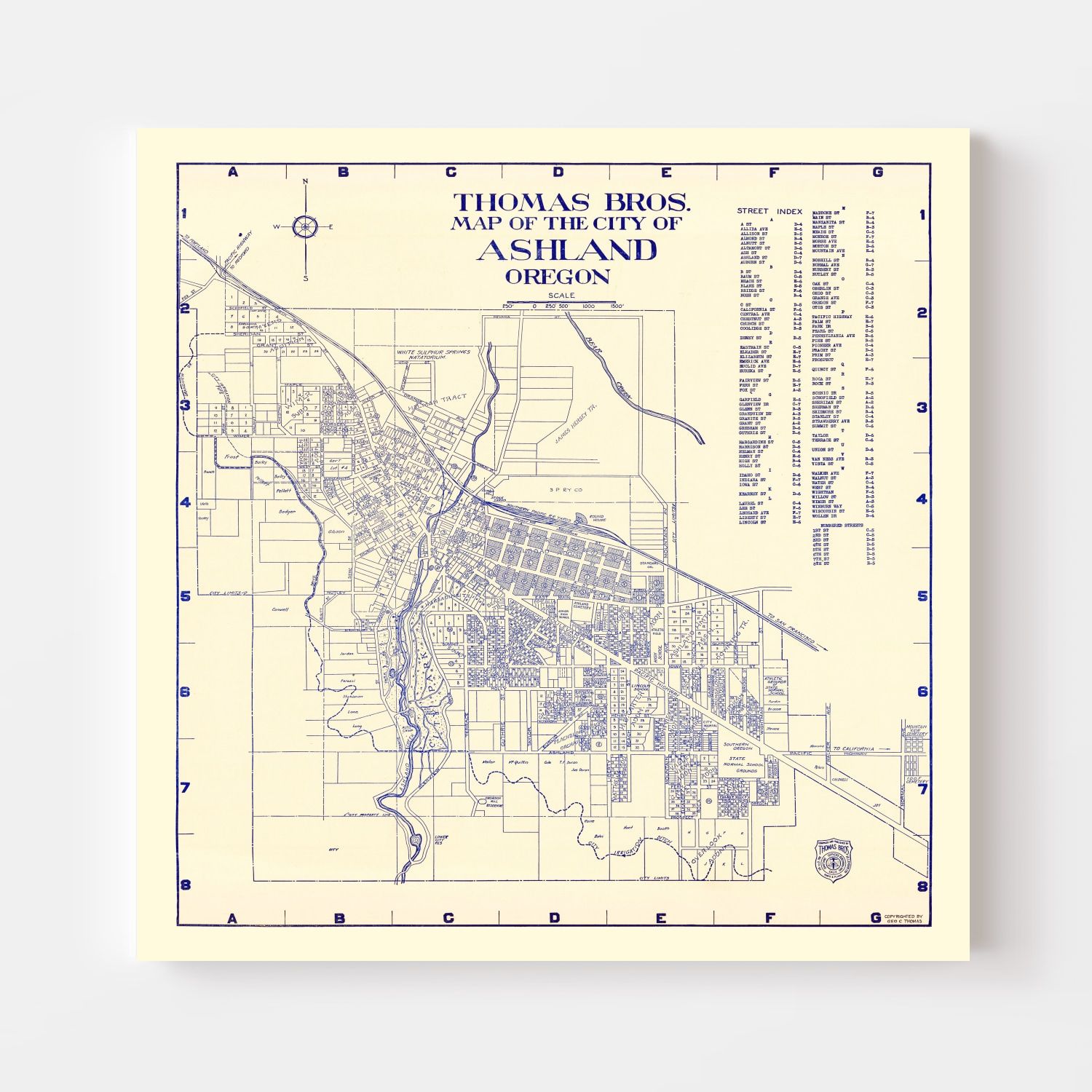 Vintage Map of Ashland, Oregon 1920
