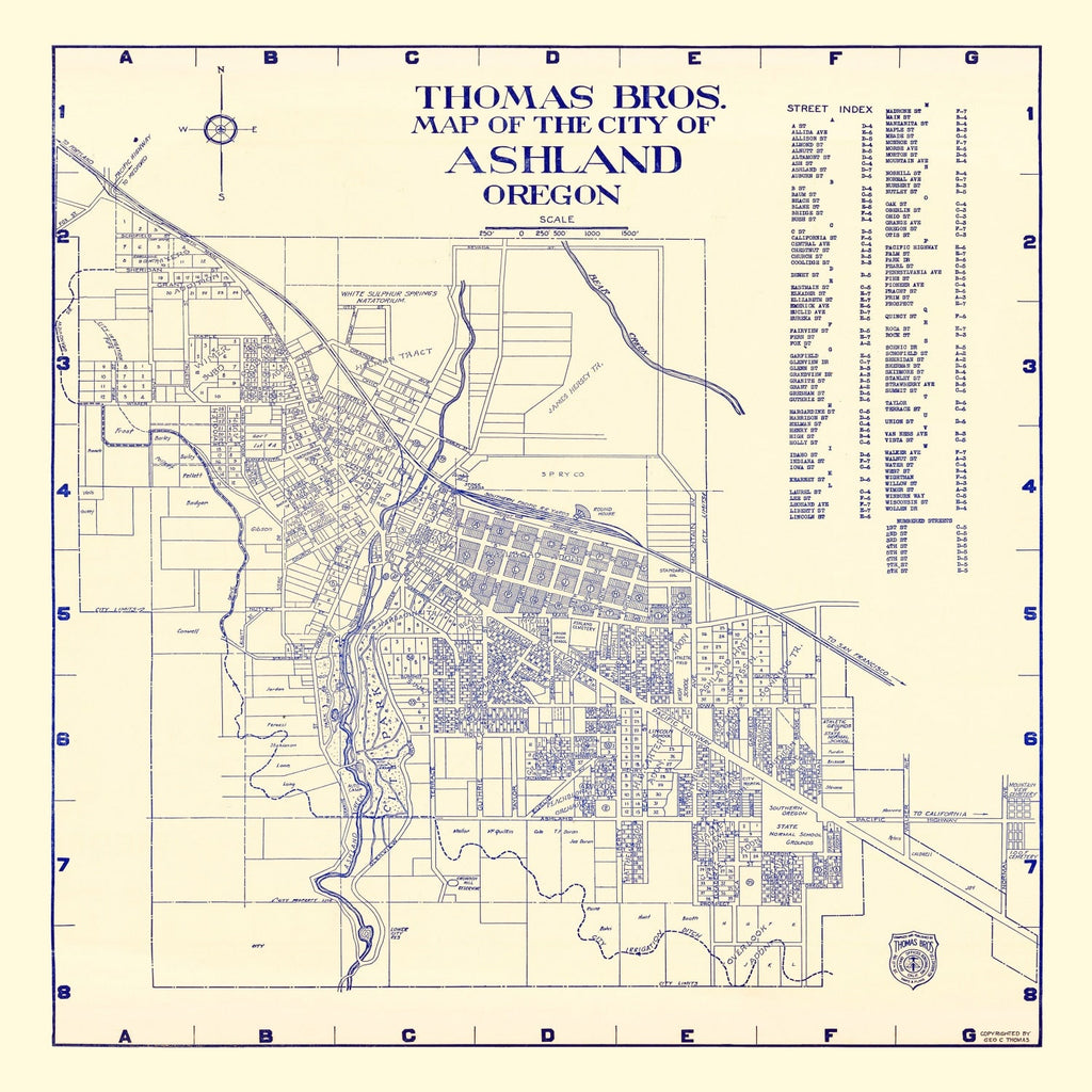 Vintage Map of Ashland, Oregon 1920