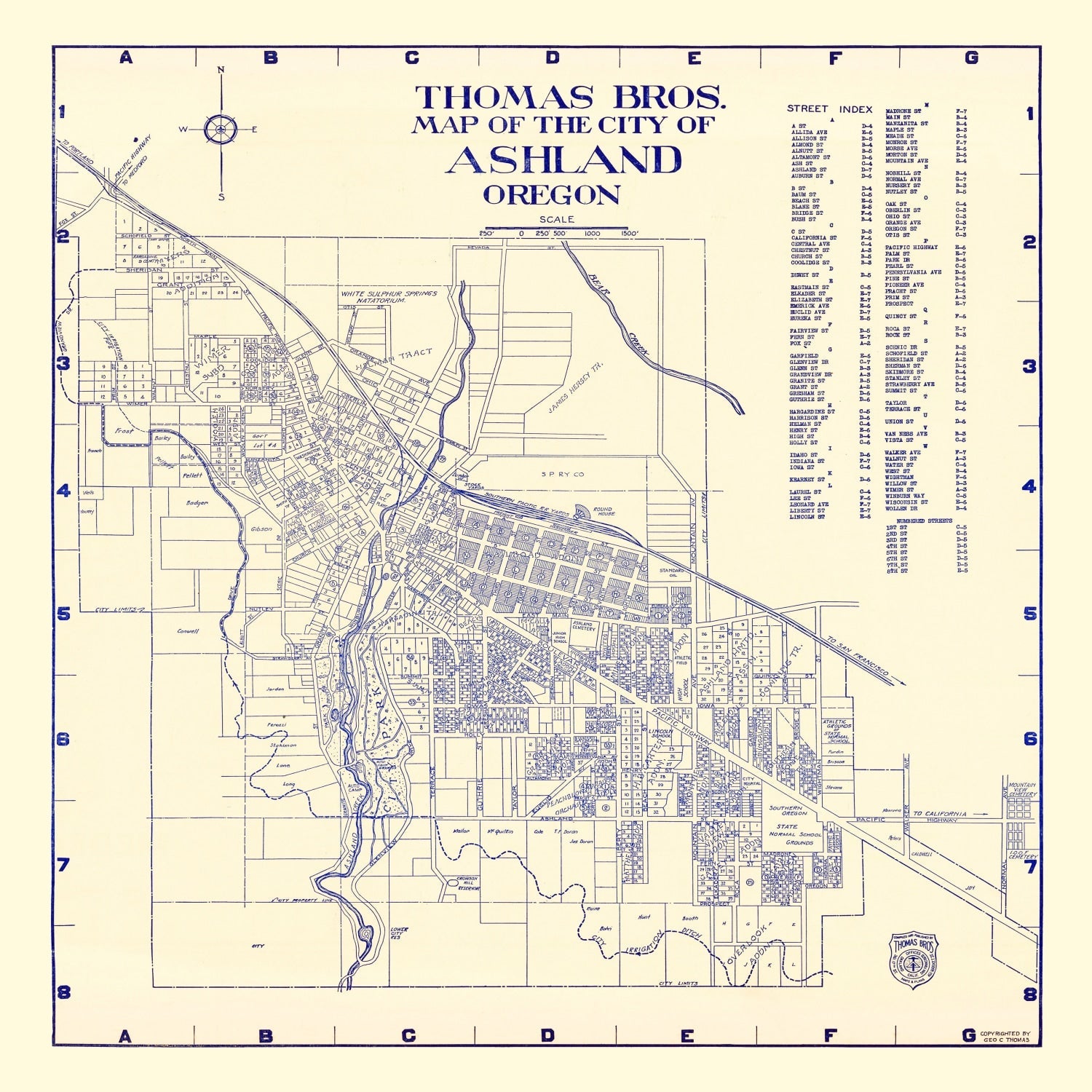 Vintage Map of Ashland, Oregon 1920