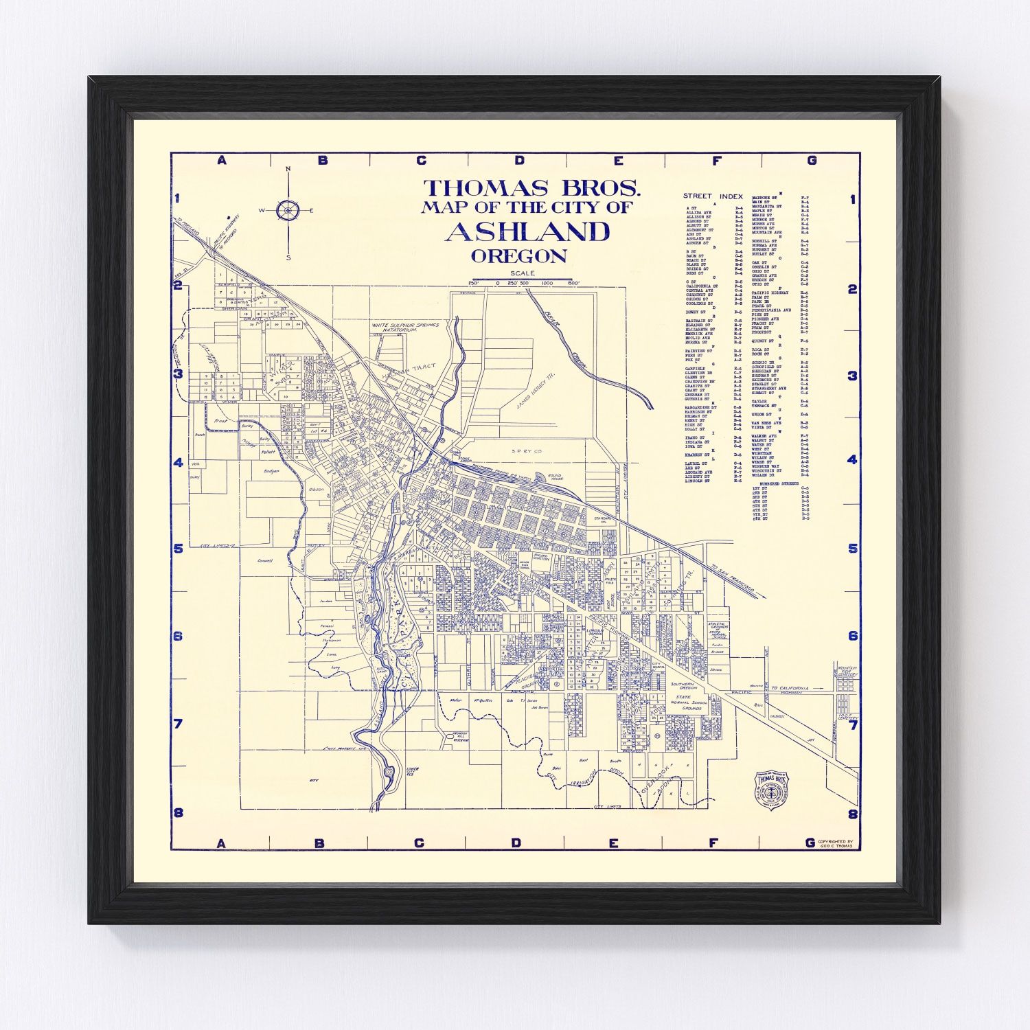 Vintage Map of Ashland, Oregon 1920