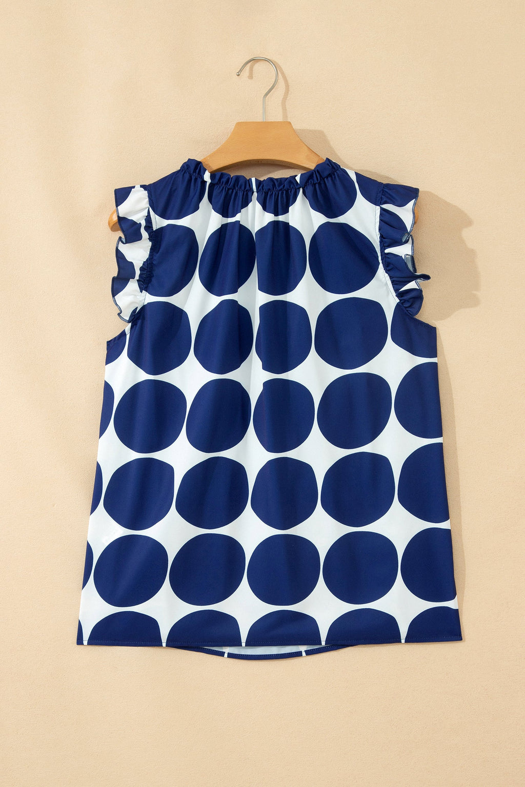 Polka Dot Frilled Round Neck Tank Top