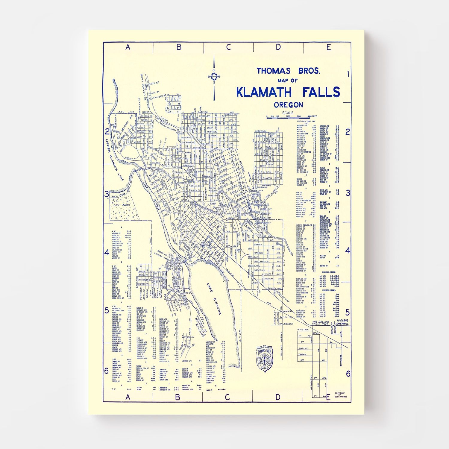 Vintage Map of Klamath Falls, Oregon 1920