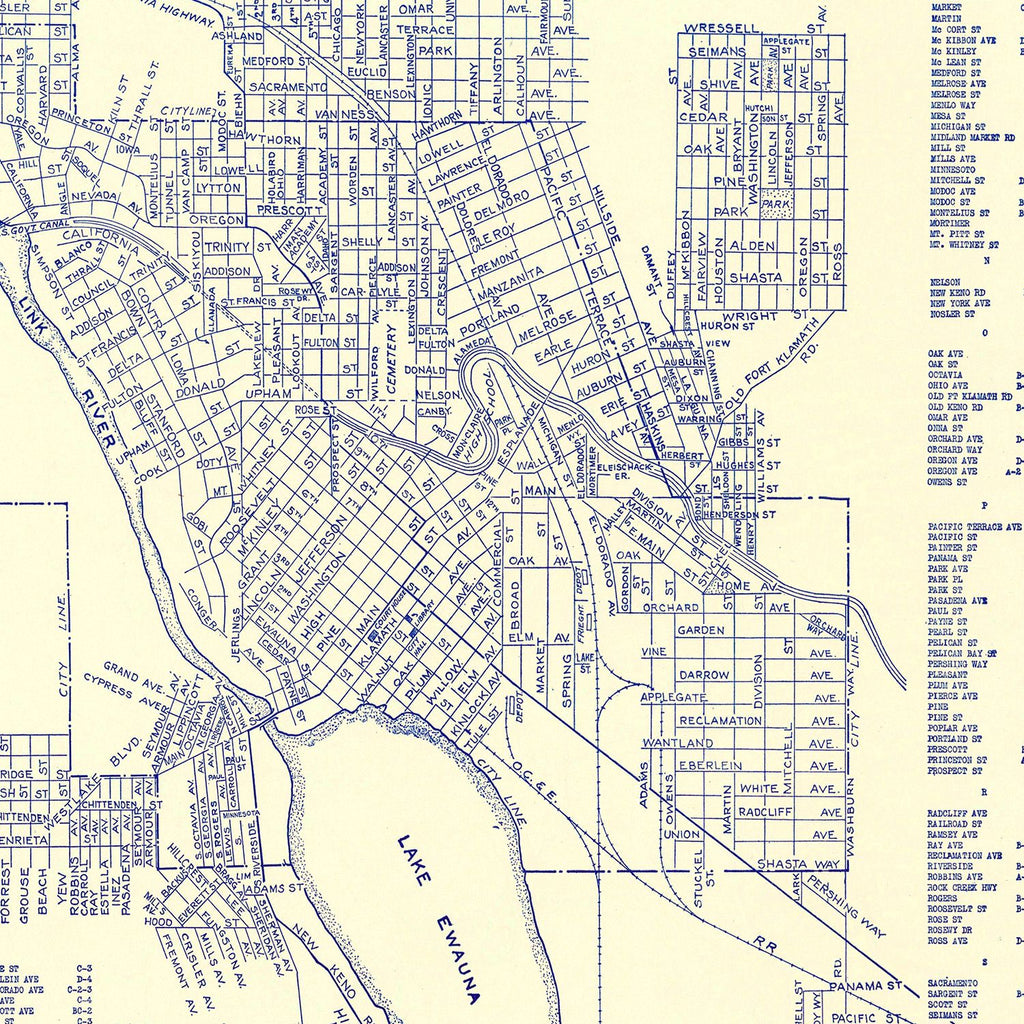 Vintage Map of Klamath Falls, Oregon 1920