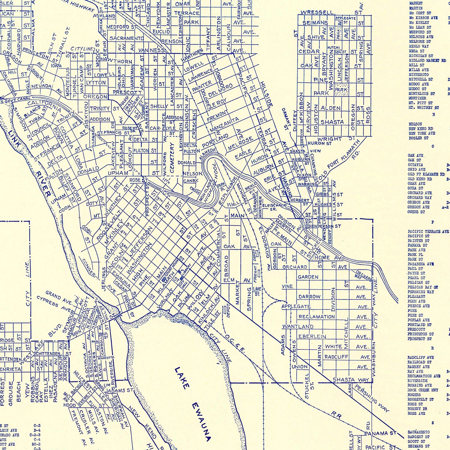 Vintage Map of Klamath Falls, Oregon 1920