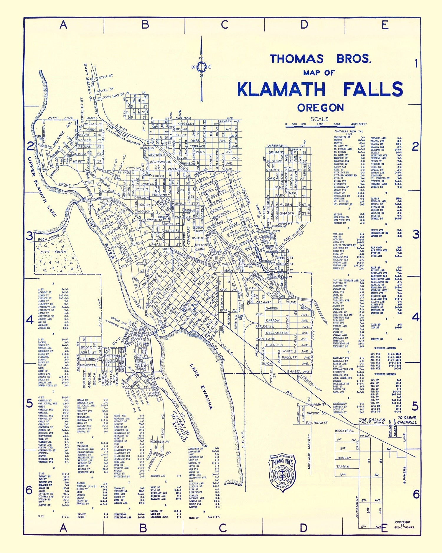 Vintage Map of Klamath Falls, Oregon 1920