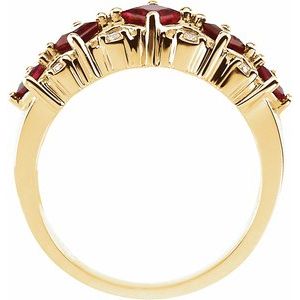 14K Yellow Natural Ruby & 1/10 CTW Natural Diamond Anniversary Band
