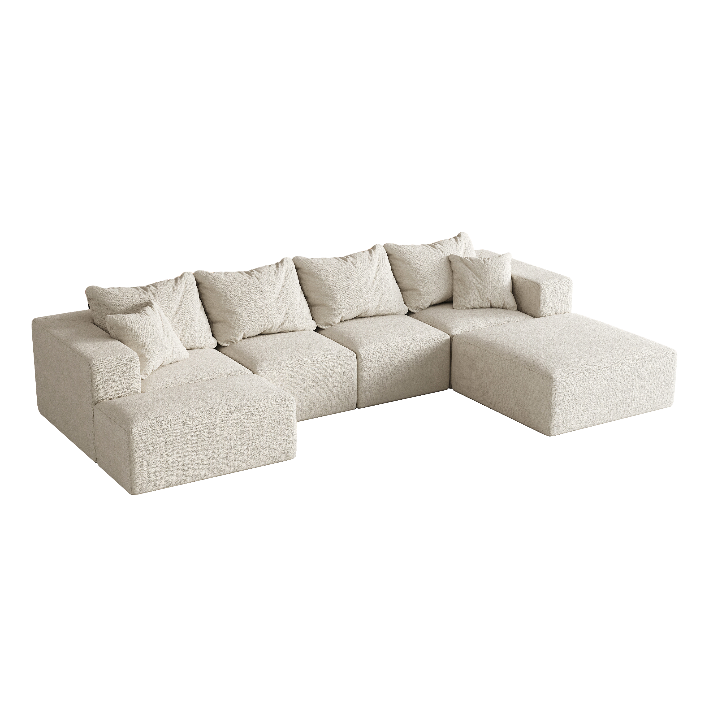 Modern Upholstered Sectional Boneless Couch Set,Modular 132' L Shaped Sectional Living Room Sofa Set With 6 Pillows,Free Combination Sofa Couch for Living Room,Bedroom