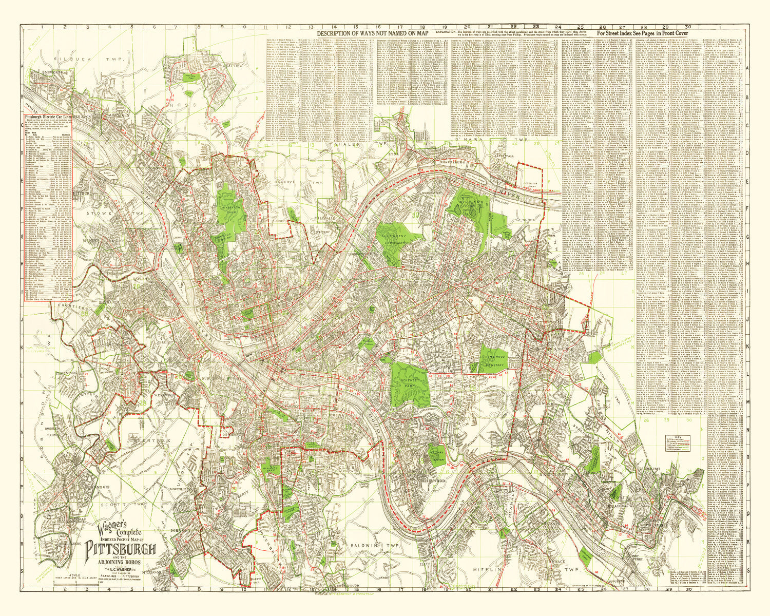 Vintage Map of Pittsburgh, Pennsylvania 1920