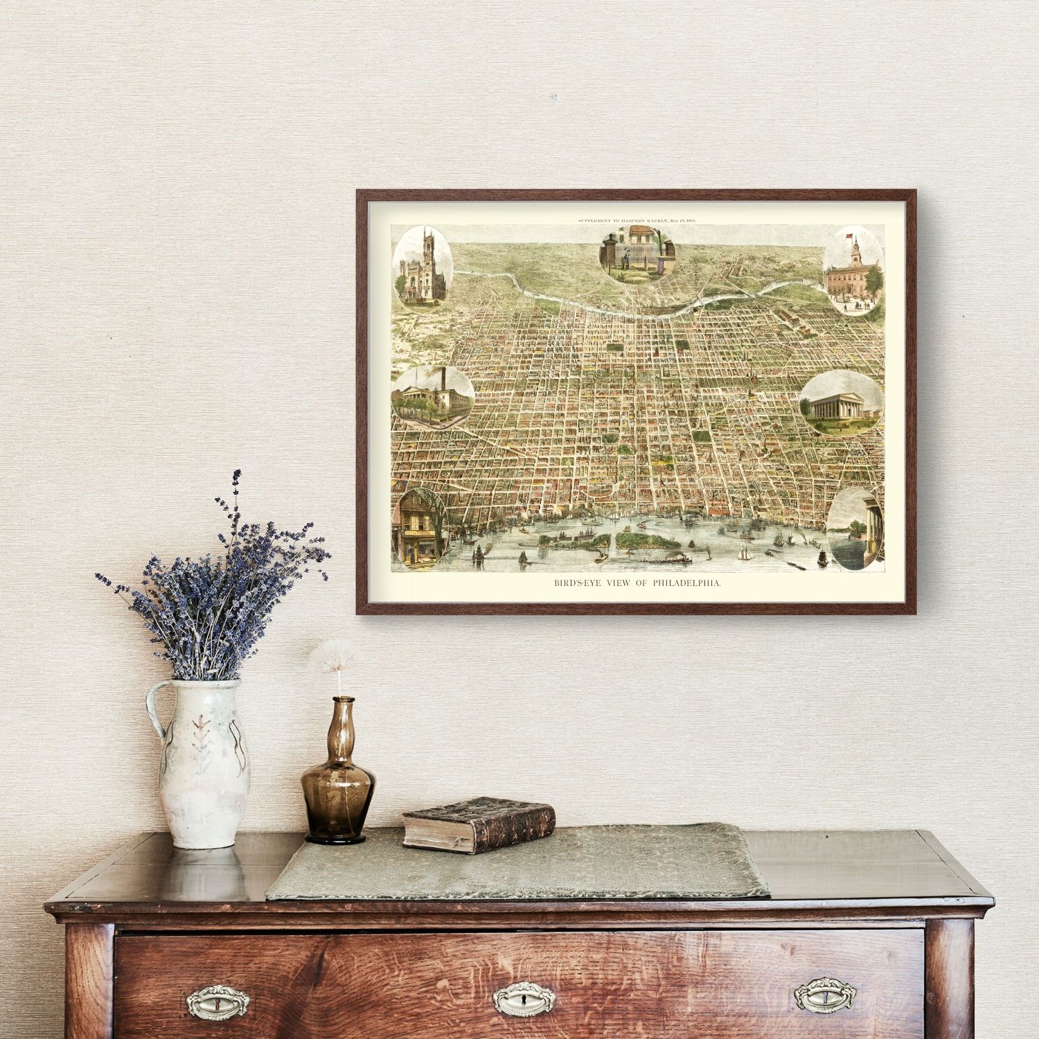 Vintage Map of Philadelphia, Pennsylvania 1872