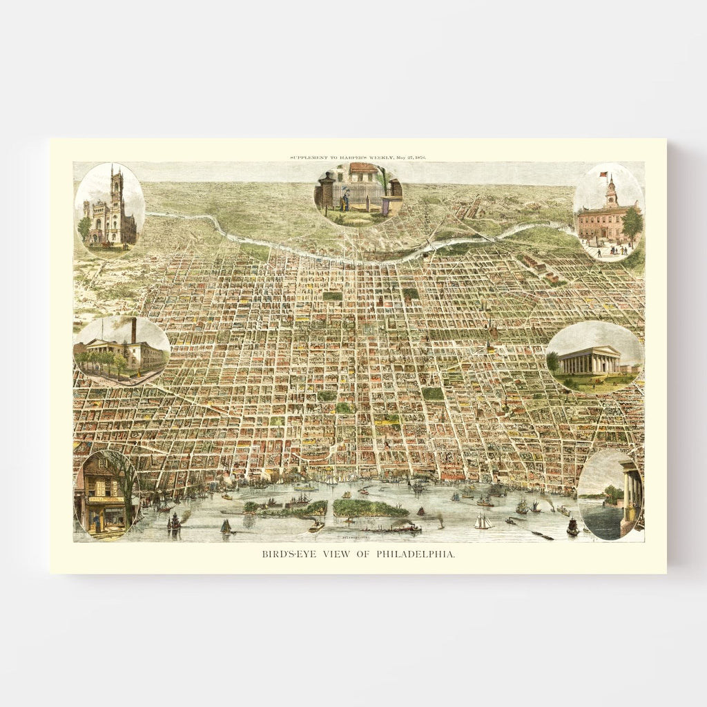 Vintage Map of Philadelphia, Pennsylvania 1872