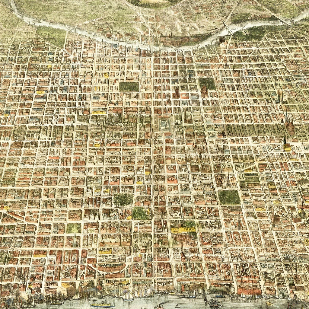 Vintage Map of Philadelphia, Pennsylvania 1872