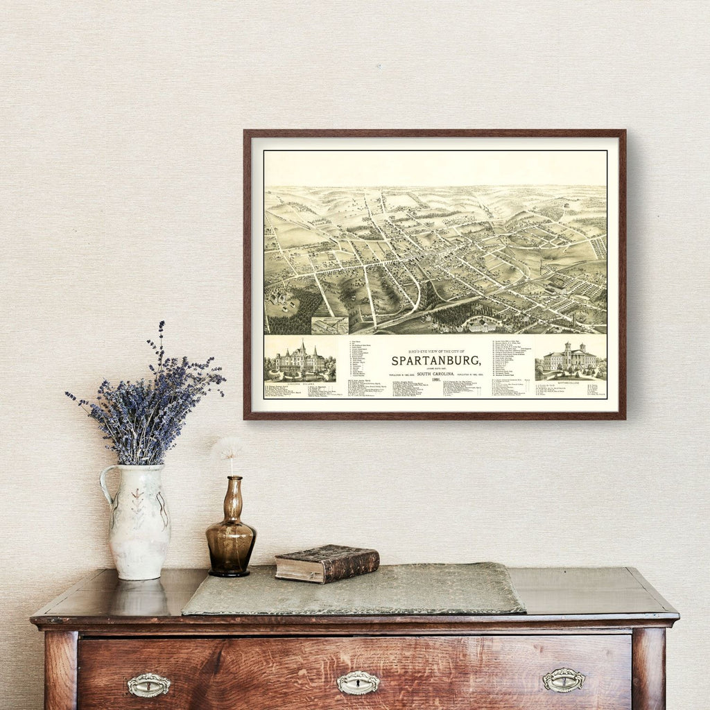 Vintage Map of Spartanburg, South Carolina 1891