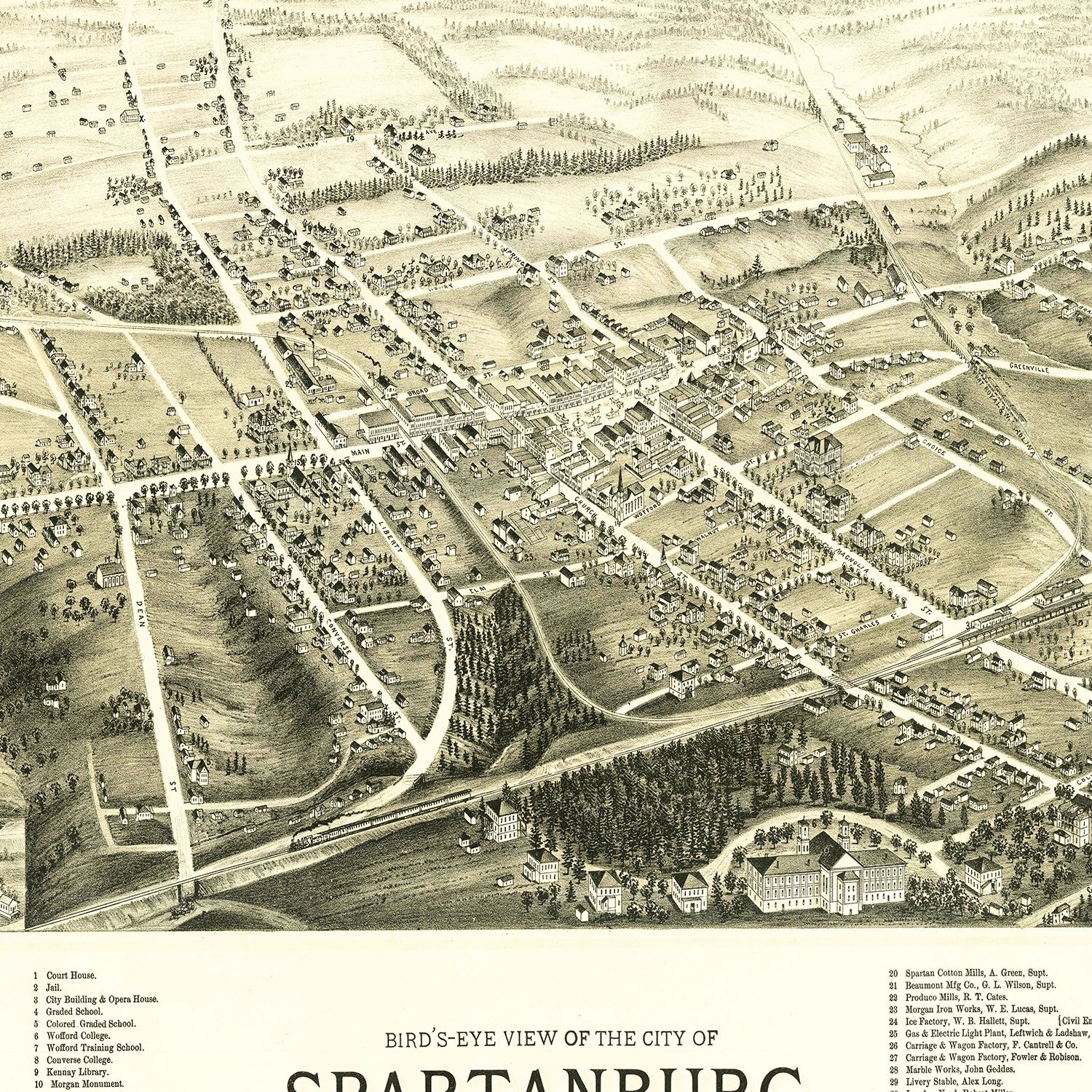 Vintage Map of Spartanburg, South Carolina 1891