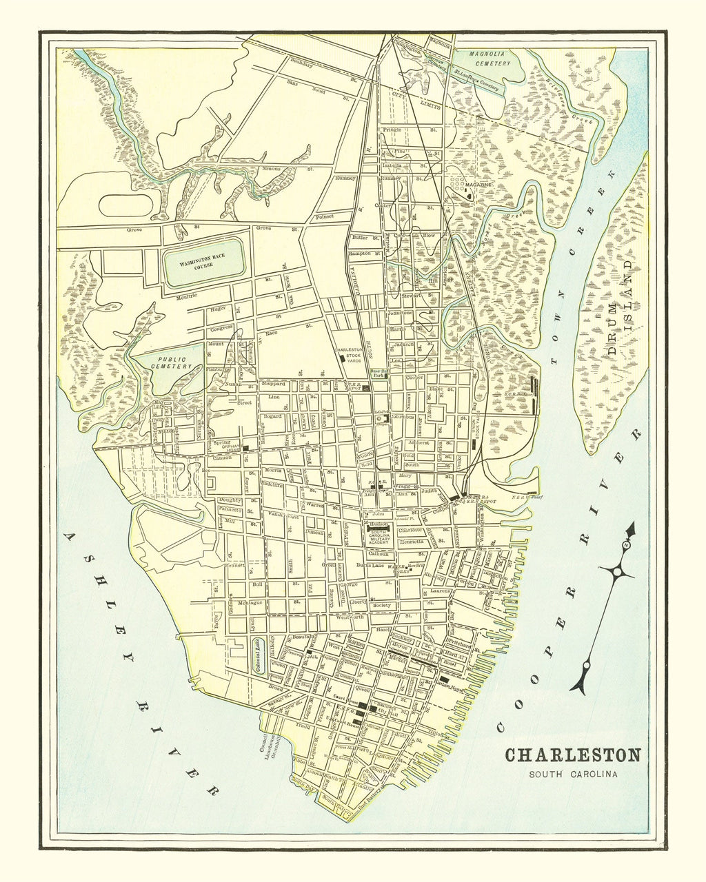 Vintage Map of Charleston, South Carolina 1895