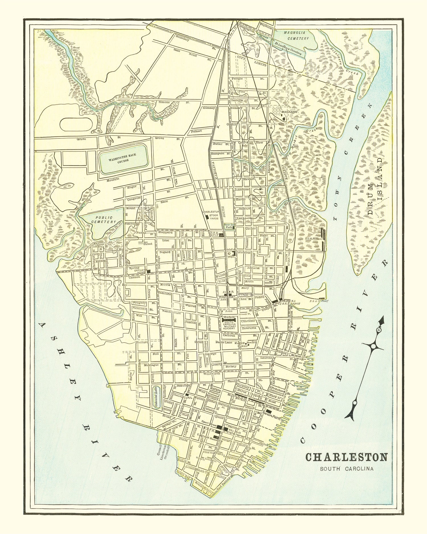 Vintage Map of Charleston, South Carolina 1895