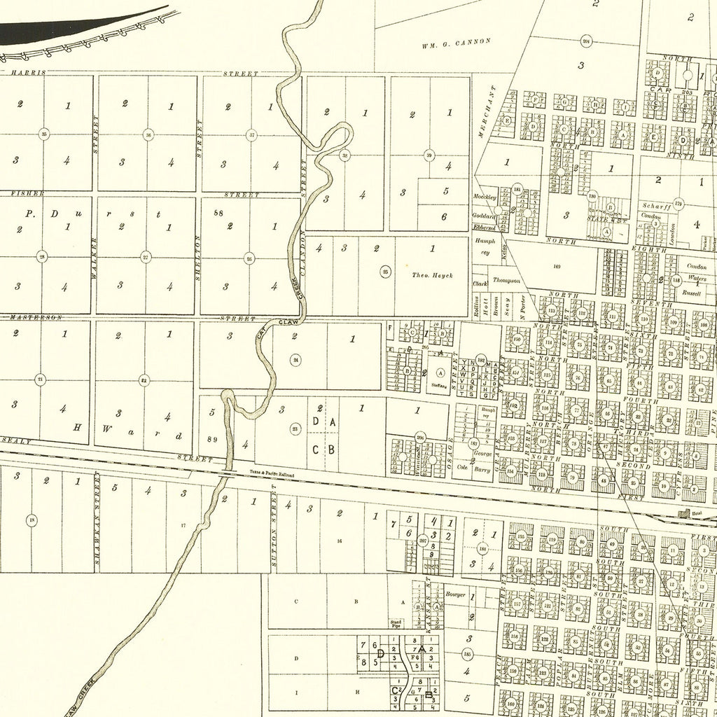 Vintage Map of Abilene, Texas 1885