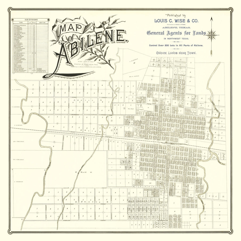 Vintage Map of Abilene, Texas 1885