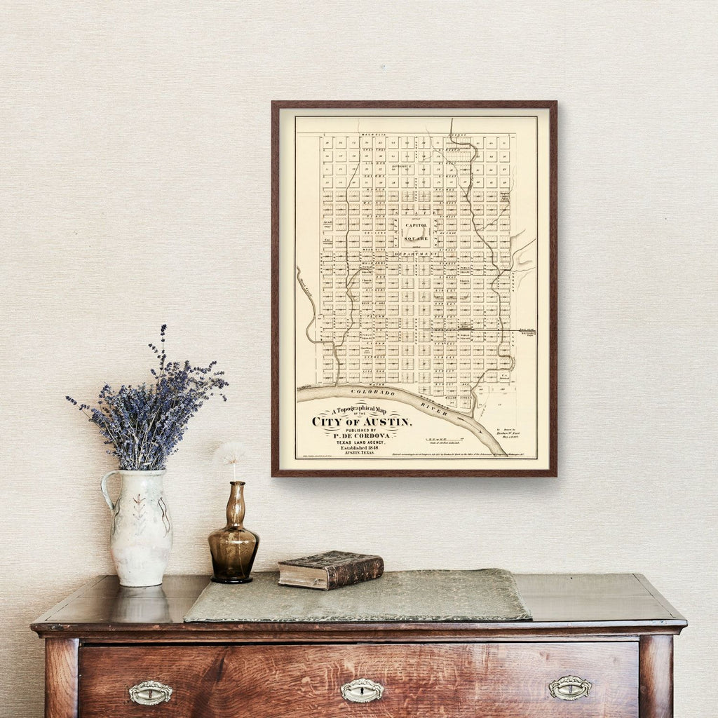 Vintage Map of Austin, Texas 1872