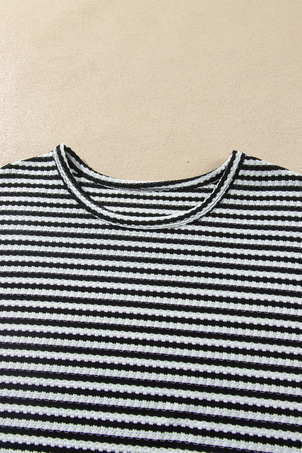 Stripe Long Sleeve Textured Knit Top & Shorts Set