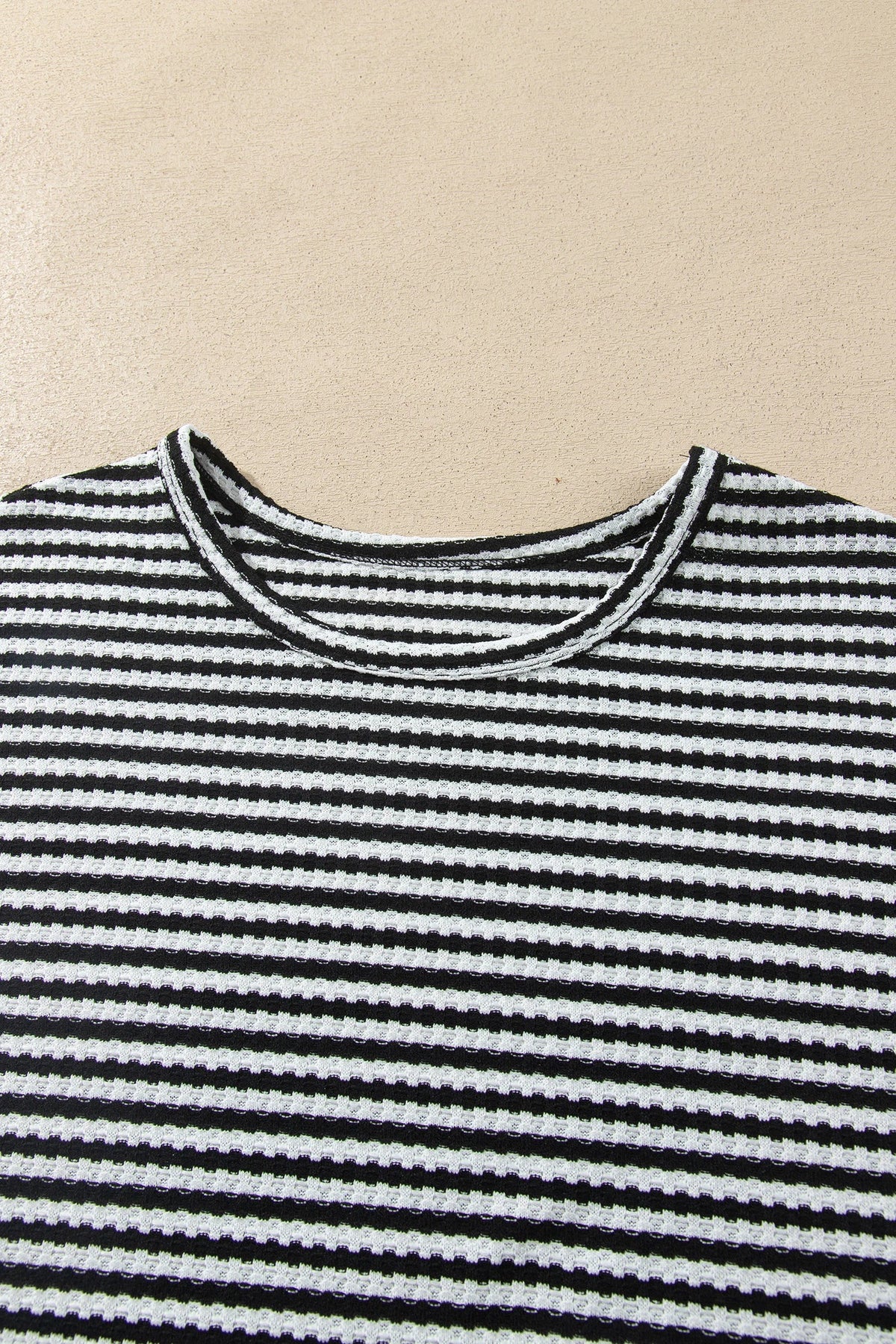 Stripe Long Sleeve Textured Knit Top & Shorts Set
