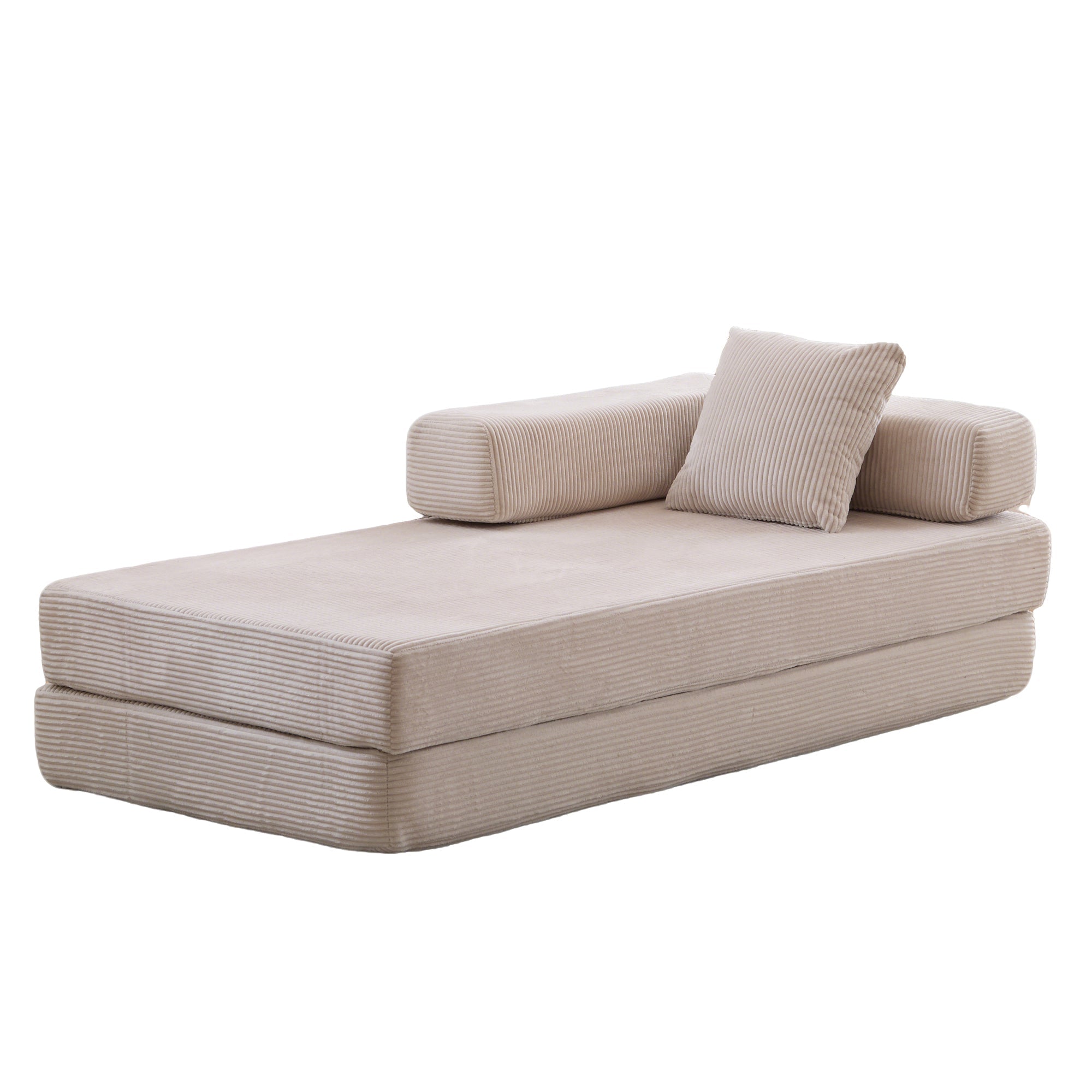 Floor Couch,Compression Sofa,Convertible Floor Sofa Bed-with Pillow Back Support Armrest,Comfy Futon Couch Lounge Sleeper Bed,Corduroy Fabric,for Living Room Bedroom (light grey)