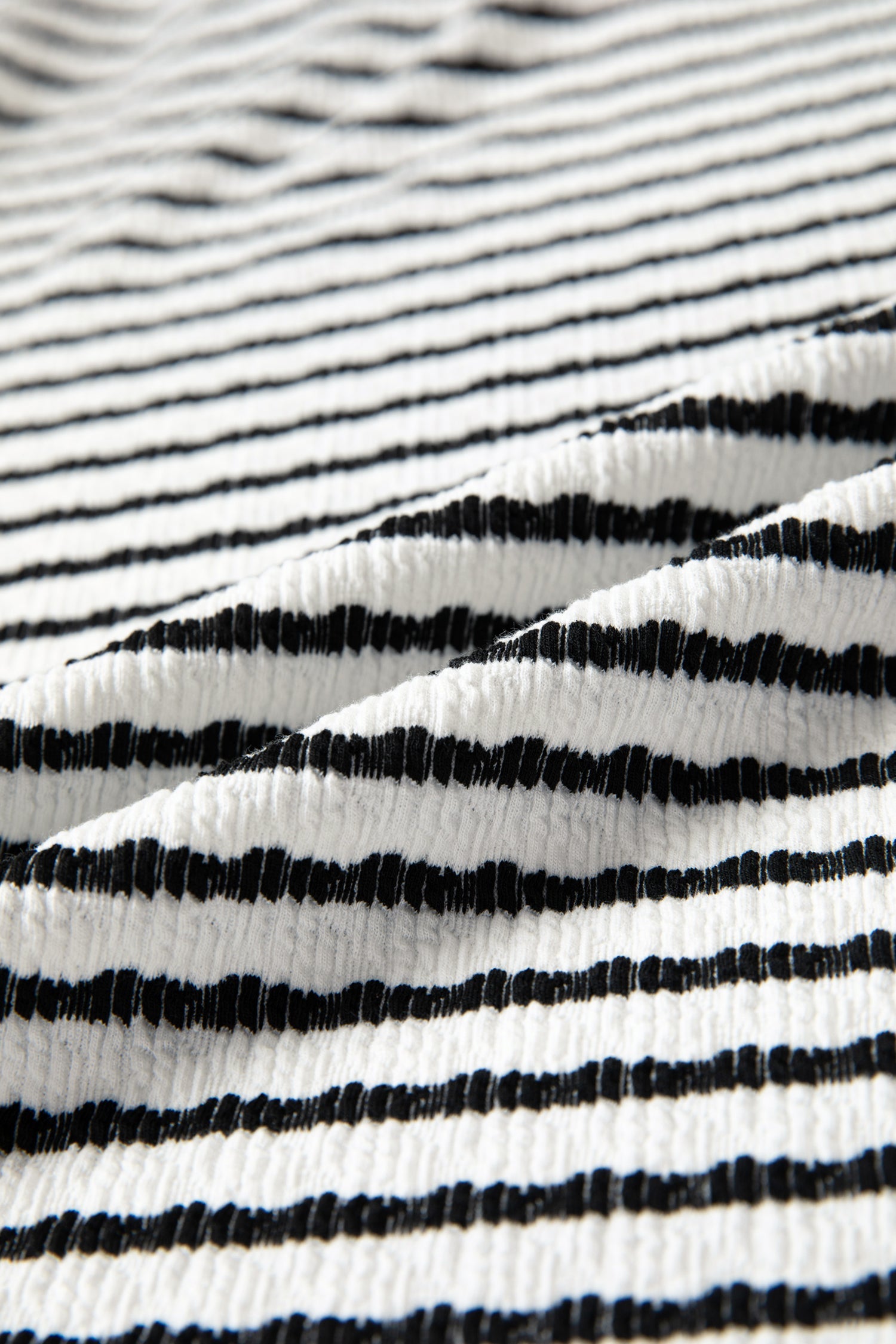 Stripe V-Neck Corded Knit Long Sleeve Top