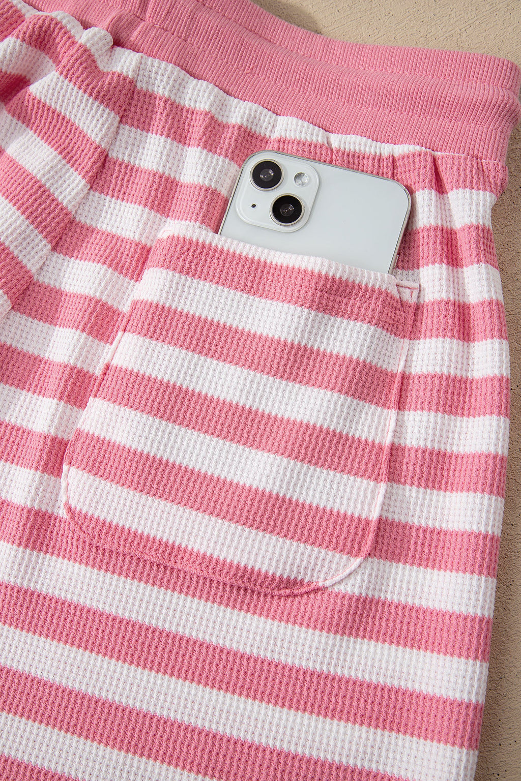 Stripe Puff Sleeve T-Shirt & Drawstring Shorts Set