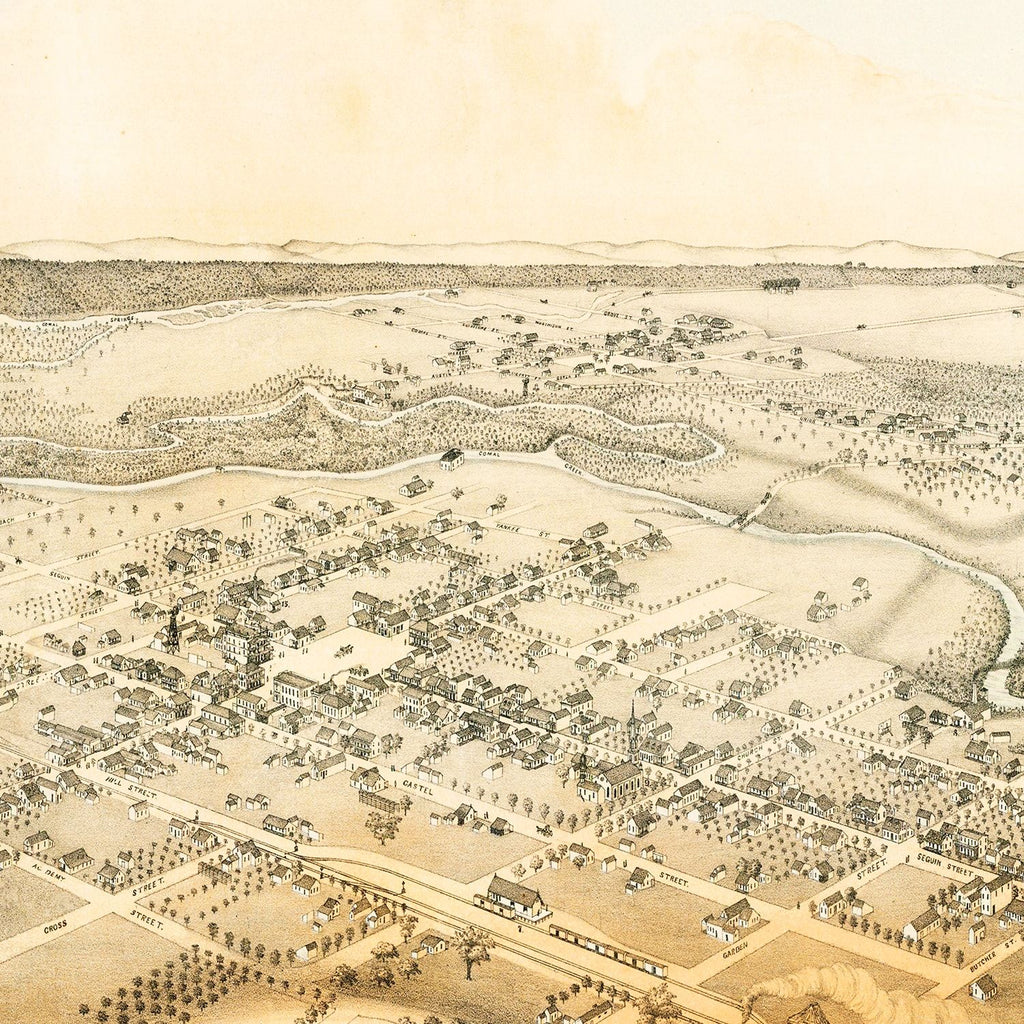 Vintage Map of New Braunfels, Texas 1881