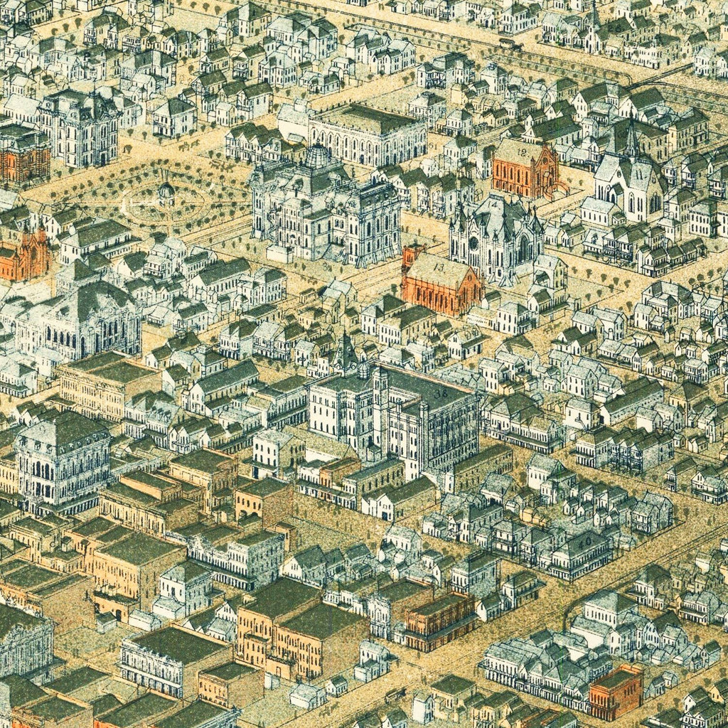Vintage Map of Galveston, Texas 1885