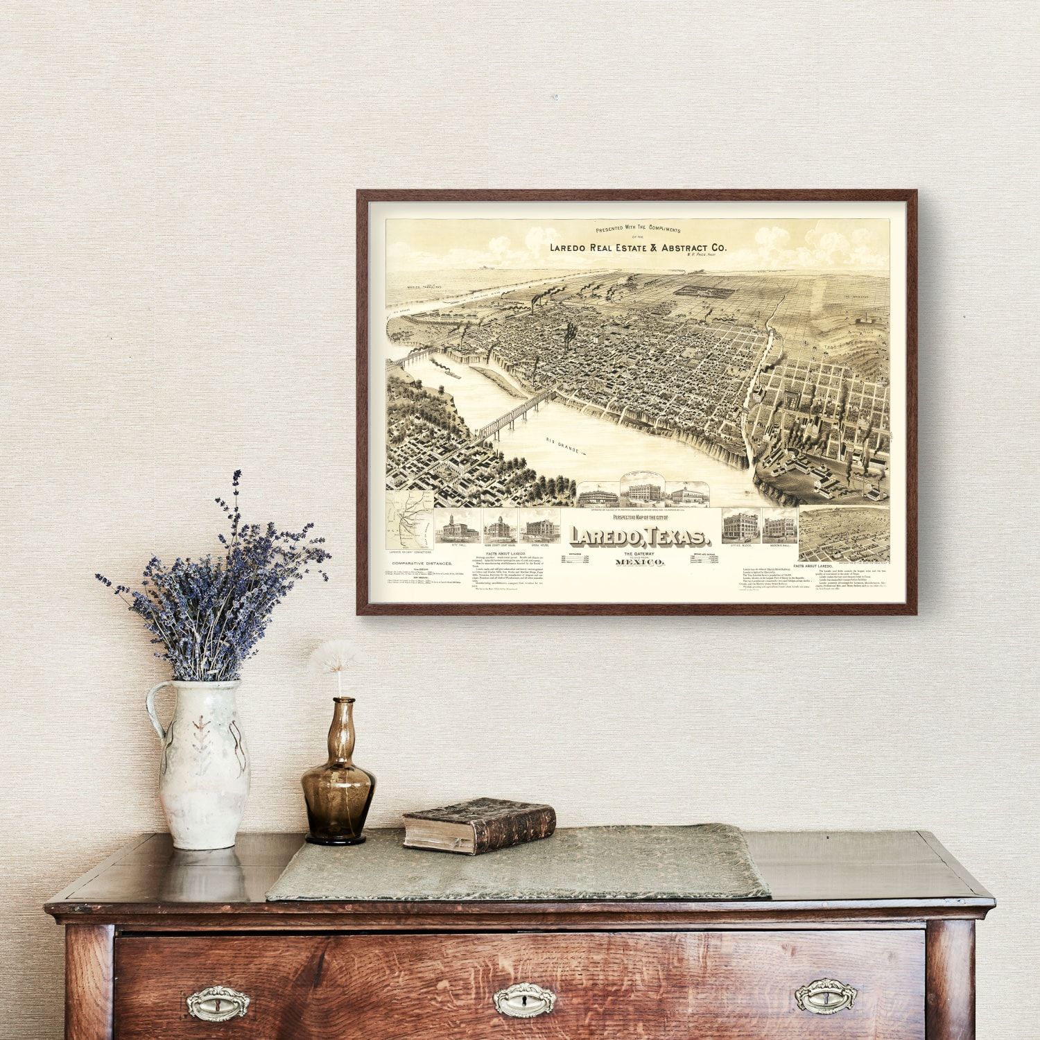 Vintage Map of Laredo, Texas 1890