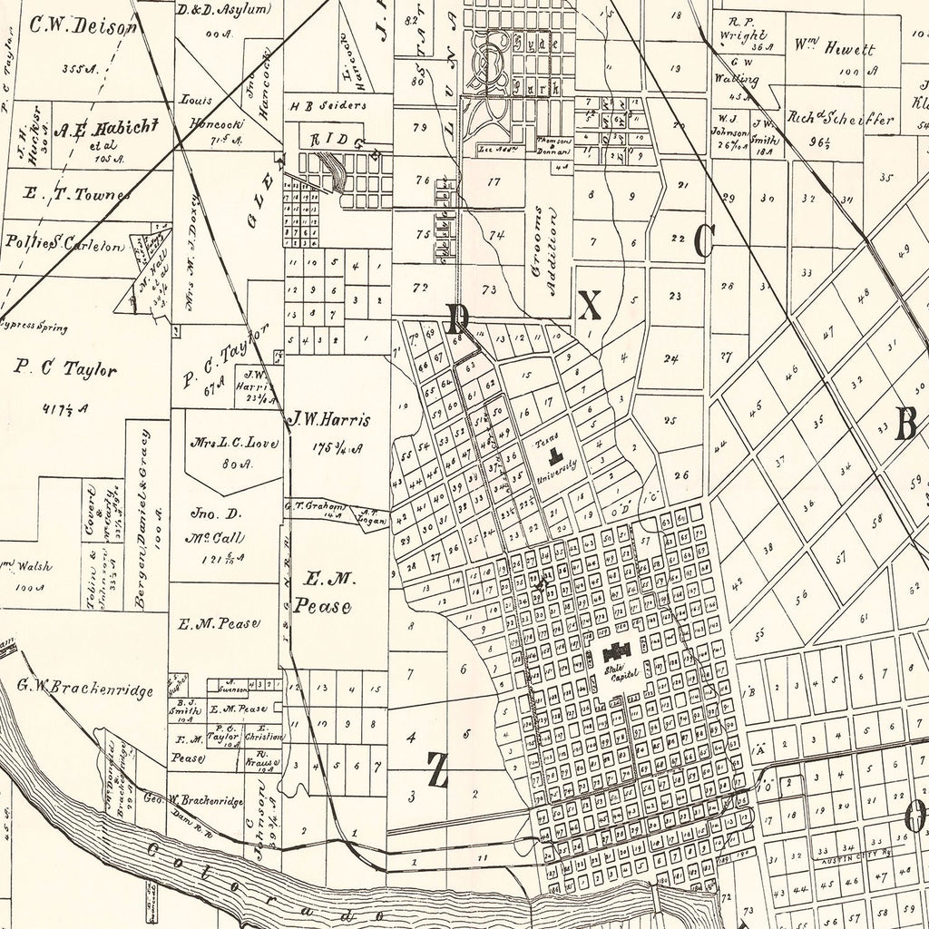 Vintage Map of Austin, Texas 1891