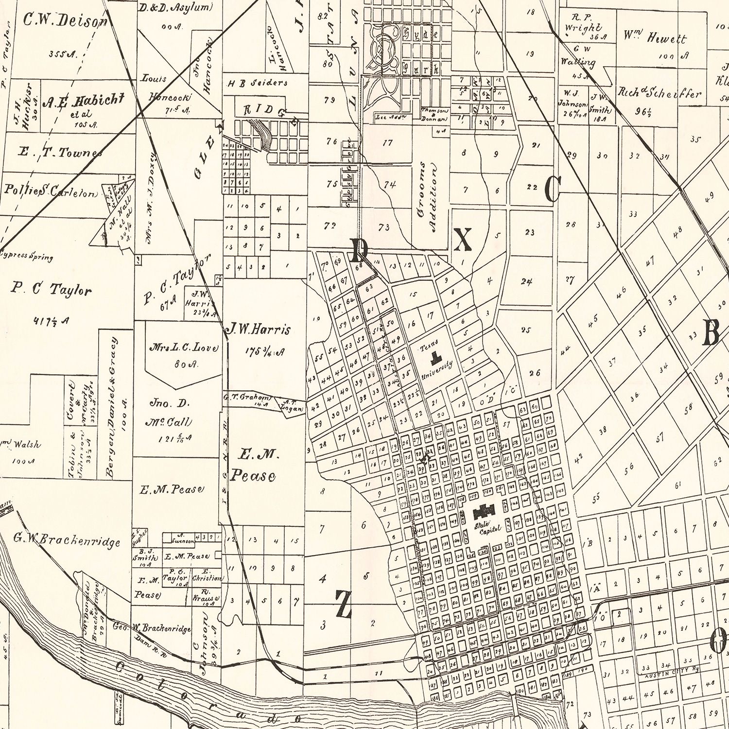 Vintage Map of Austin, Texas 1891
