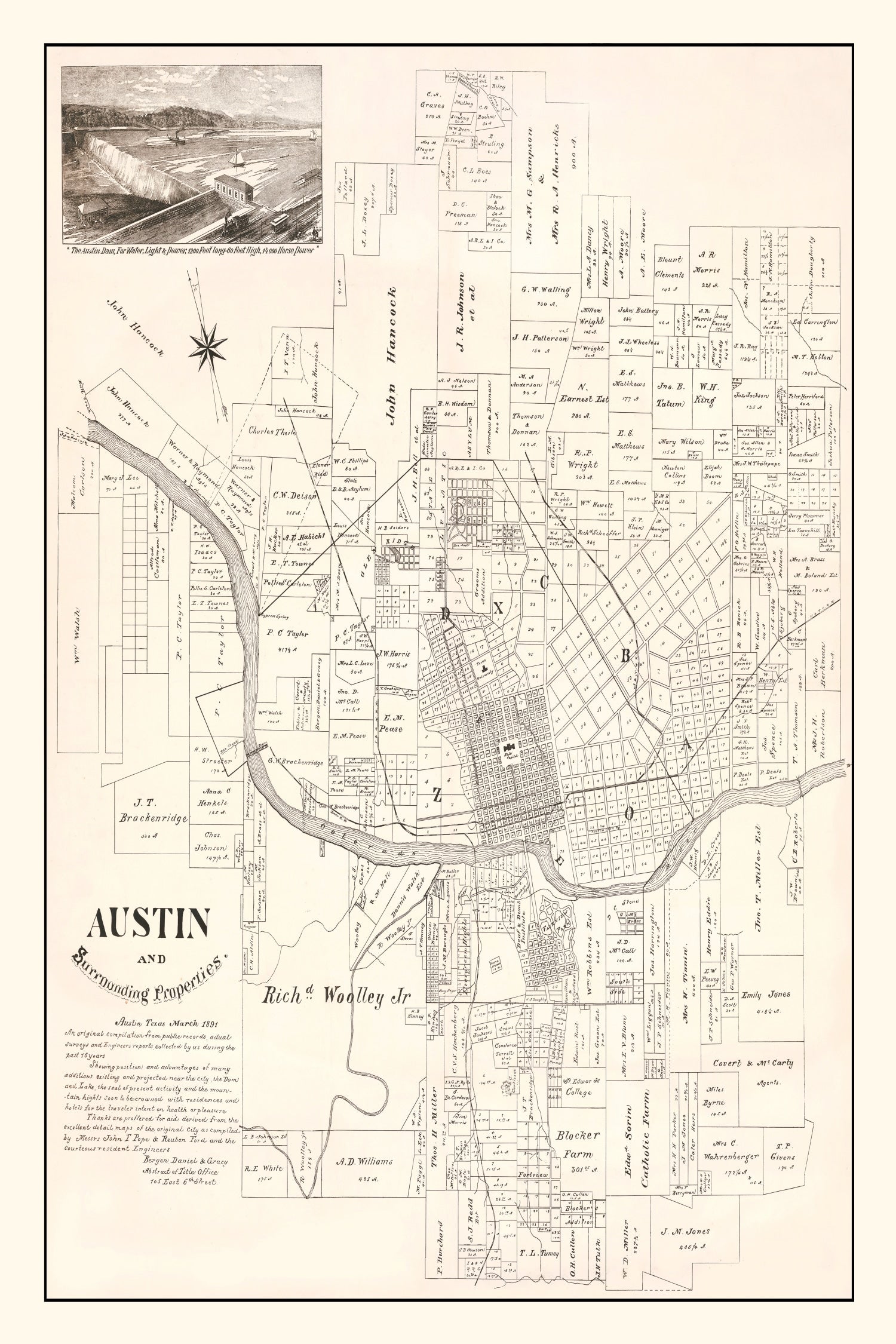 Vintage Map of Austin, Texas 1891