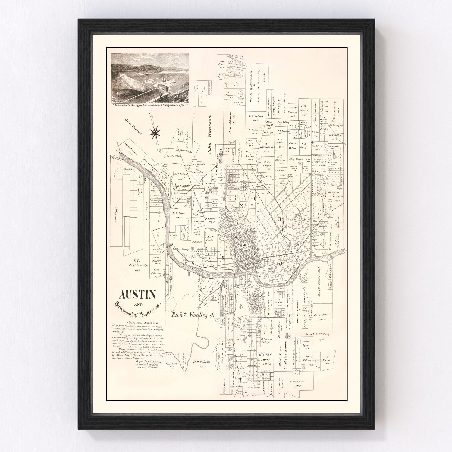 Vintage Map of Austin, Texas 1891