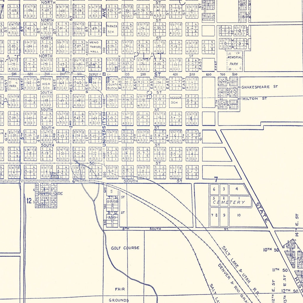Vintage Map of Provo City, Utah 1920