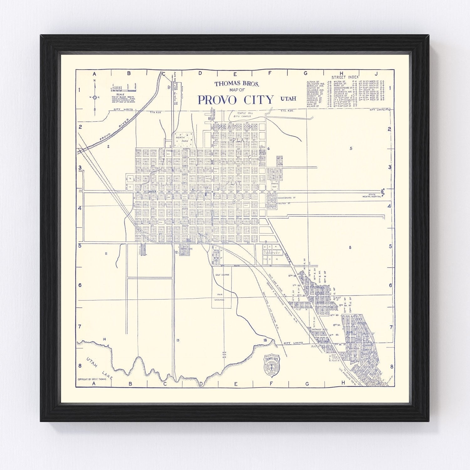 Vintage Map of Provo City, Utah 1920