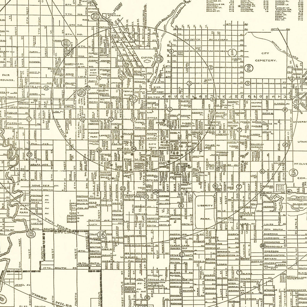 Vintage Map of Salt Lake City, Utah 1926