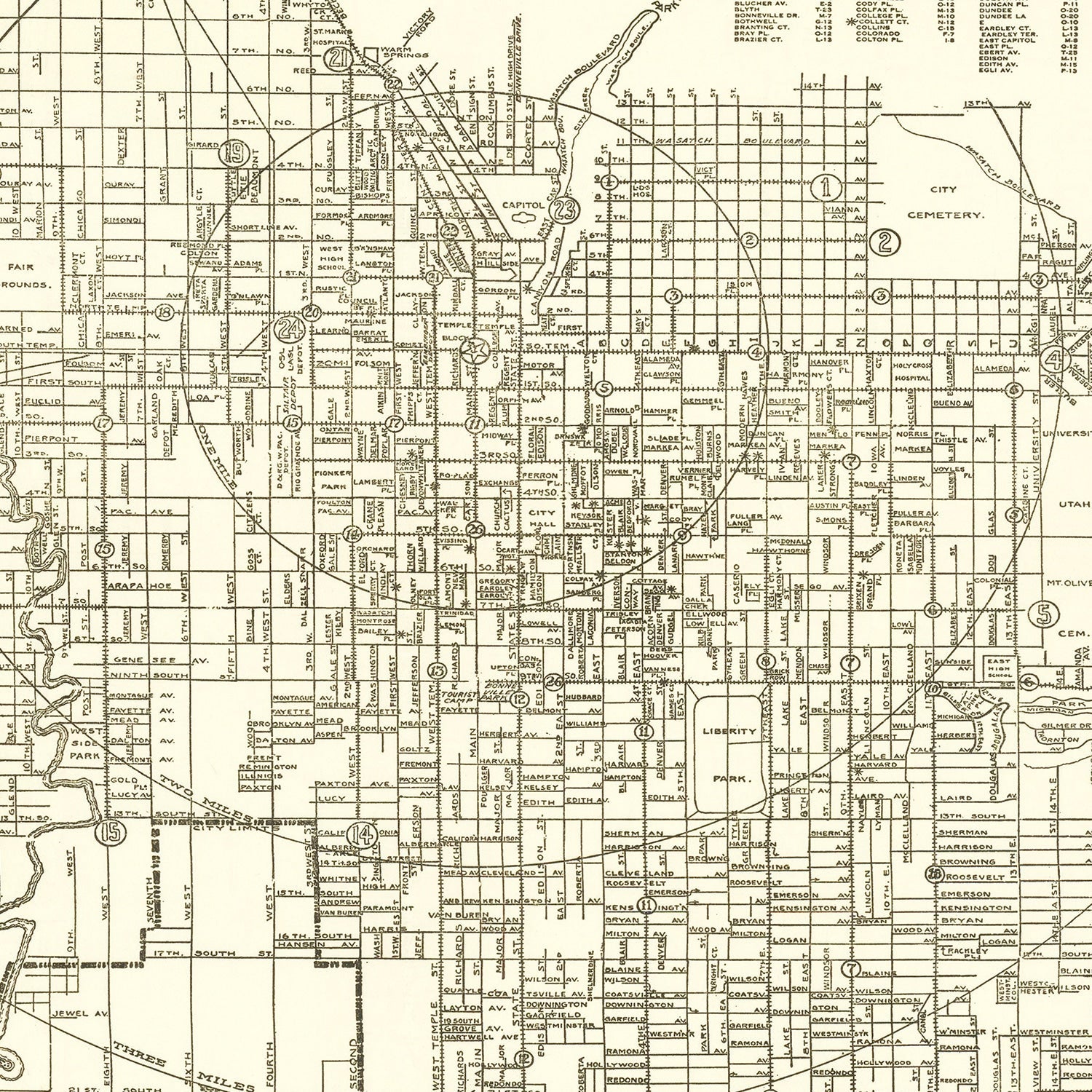 Vintage Map of Salt Lake City, Utah 1926